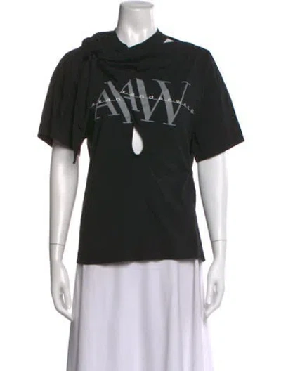 Pre-owned Alexander Wang Graphic Print Asymmetrical T-shirt In Black