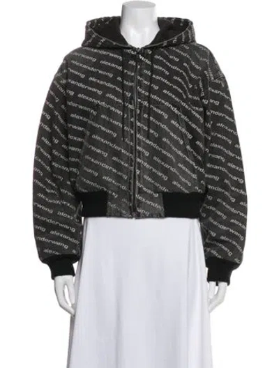 Pre-owned Alexander Wang Graphic Print Bomber Jacket In Gray