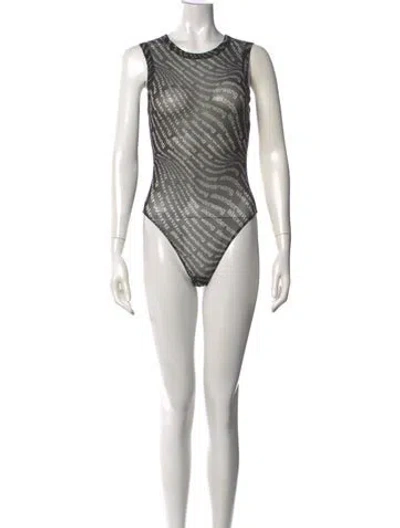 Pre-owned Alexander Wang Graphic Print Crew Neck Bodysuit In Black