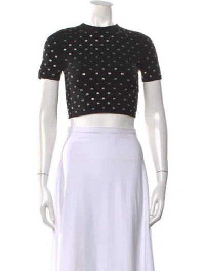 Pre-owned Alexander Wang Graphic Print Crew Neck Crop Top In Black