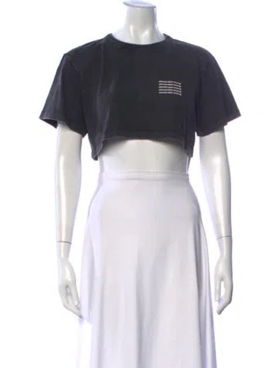 Pre-owned Alexander Wang Graphic Print Crew Neck Crop Top In Black