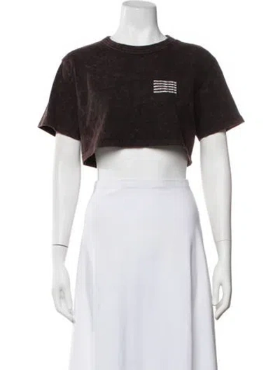 Pre-owned Alexander Wang Graphic Print Crew Neck Crop Top In Brown