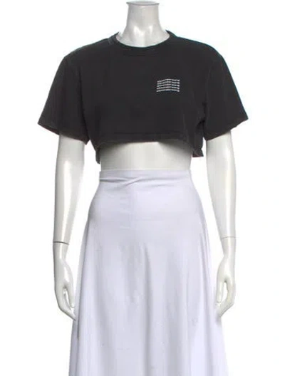 Pre-owned Alexander Wang Graphic Print Crew Neck Crop Top In Gray