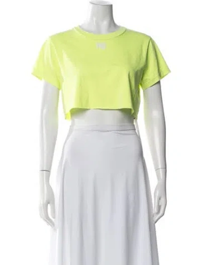 Pre-owned Alexander Wang Graphic Print Crew Neck Crop Top In Green