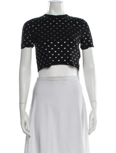 Pre-owned Alexander Wang Graphic Print Crew Neck Crop Top In White
