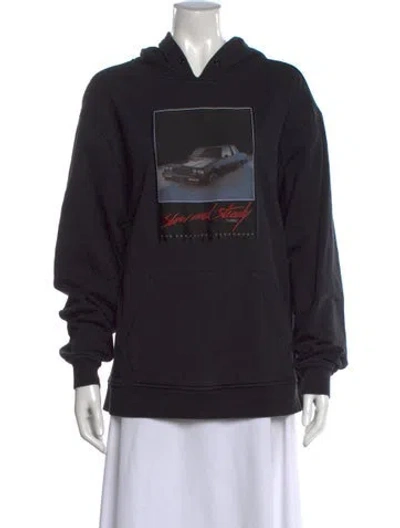 Pre-owned Alexander Wang Graphic Print Crew Neck Hoodie In Black