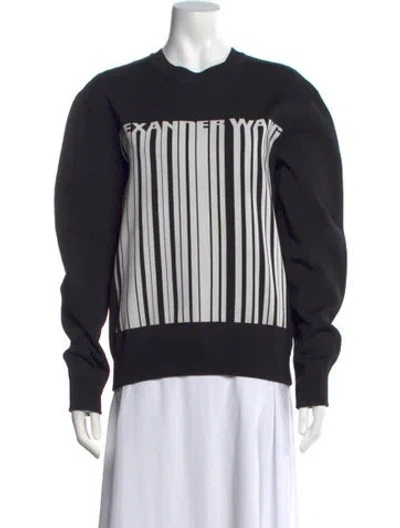 Pre-owned Alexander Wang Graphic Print Crew Neck Sweater In Black