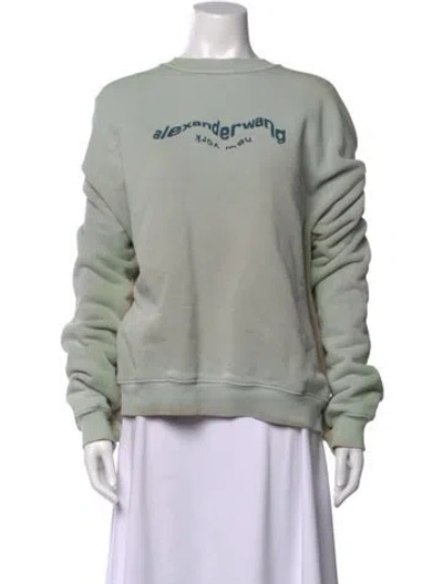 Pre-owned Alexander Wang Graphic Print Crew Neck Sweater In Green