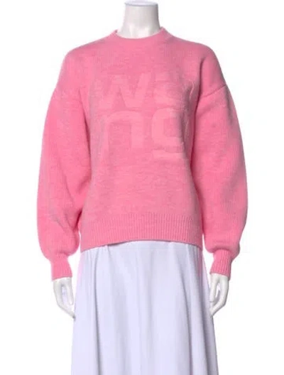 Pre-owned Alexander Wang Graphic Print Crew Neck Sweater In Pink