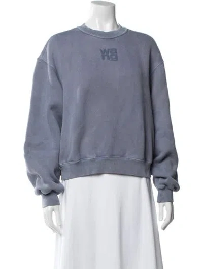 Pre-owned Alexander Wang Graphic Print Crew Neck Sweatshirt In Blue
