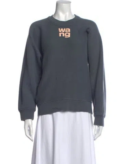 Pre-owned Alexander Wang Graphic Print Crew Neck Sweatshirt In Blue