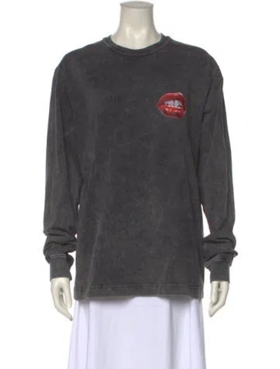 Pre-owned Alexander Wang Graphic Print Crew Neck Sweatshirt In Gray