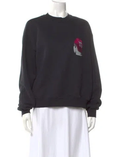 Pre-owned Alexander Wang Graphic Print Crew Neck Sweatshirt In Gray
