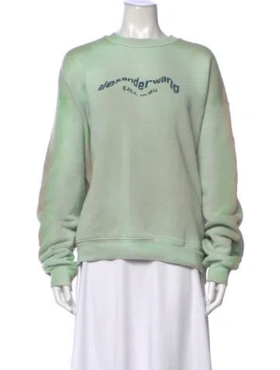 Pre-owned Alexander Wang Graphic Print Crew Neck Sweatshirt In Green
