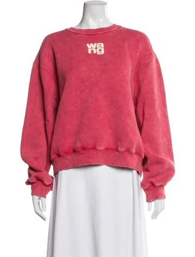 Pre-owned Alexander Wang Graphic Print Crew Neck Sweatshirt W/ Tags In Pink