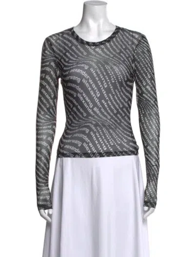 Pre-owned Alexander Wang Graphic Print Crew Neck Top In Black