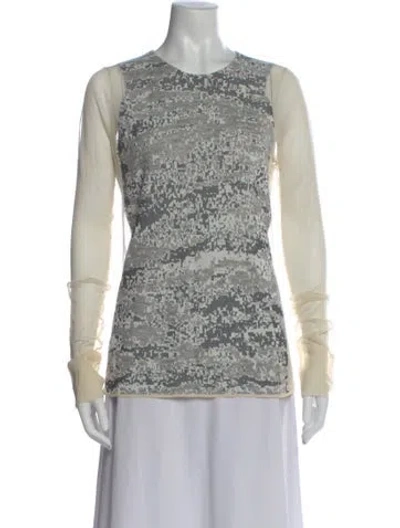 Pre-owned Alexander Wang Graphic Print Crew Neck Top In Gray