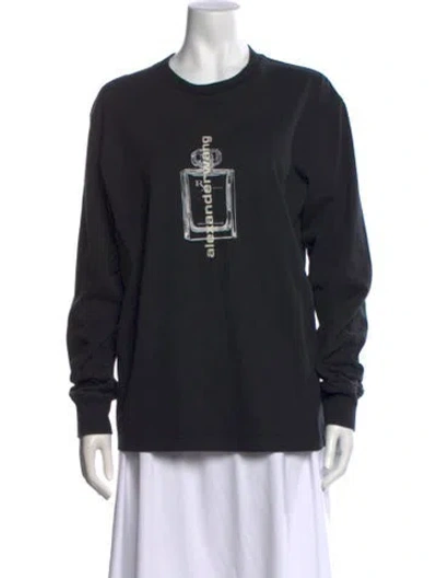 Pre-owned Alexander Wang Graphic Print Crew Neck T-shirt In Black