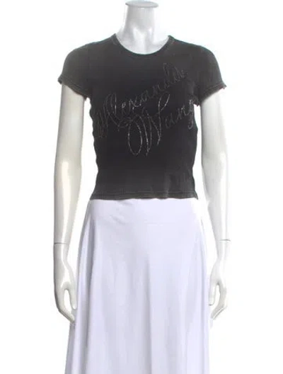 Pre-owned Alexander Wang Graphic Print Crew Neck T-shirt In Black