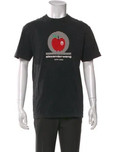 Pre-owned Alexander Wang Graphic Print Crew Neck T-shirt In Black
