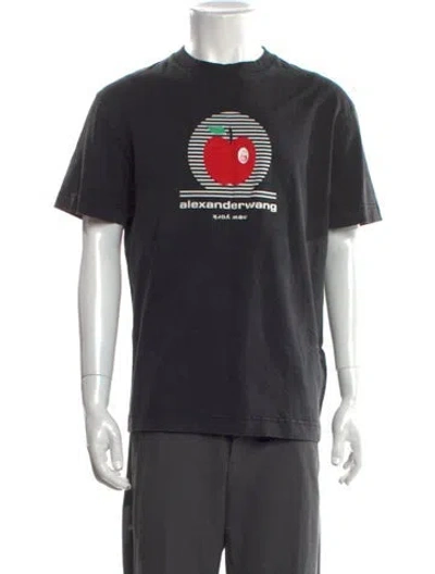 Pre-owned Alexander Wang Graphic Print Crew Neck T-shirt In Black