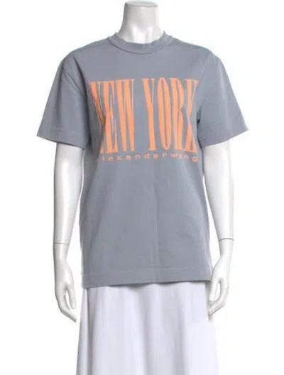Pre-owned Alexander Wang Graphic Print Crew Neck T-shirt In Blue