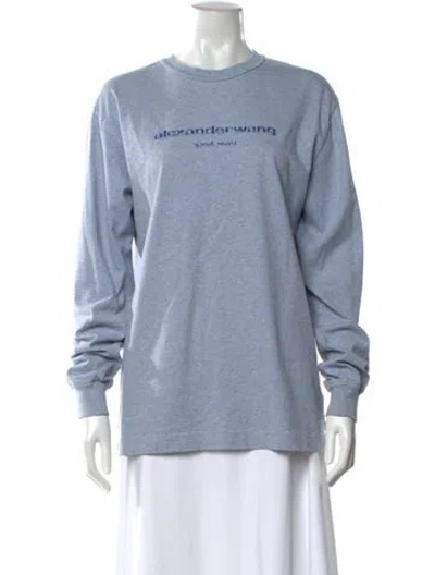Pre-owned Alexander Wang Graphic Print Crew Neck T-shirt In Blue
