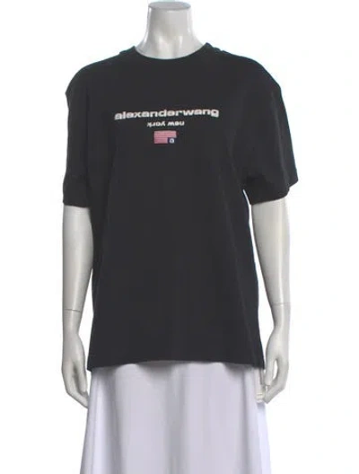 Pre-owned Alexander Wang Graphic Print Crew Neck T-shirt In Gray