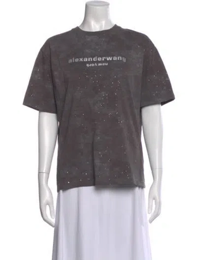 Pre-owned Alexander Wang Graphic Print Crew Neck T-shirt In Gray