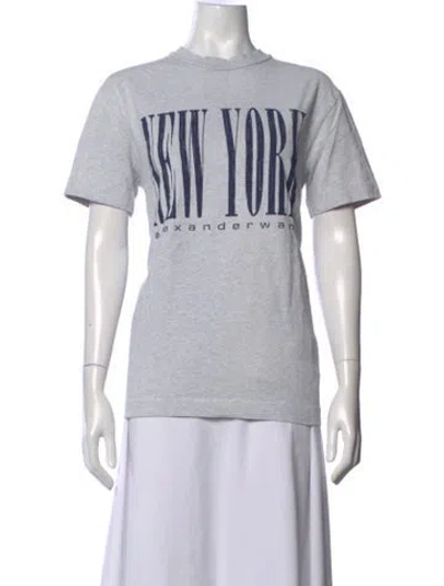 Pre-owned Alexander Wang Graphic Print Crew Neck T-shirt In Grey
