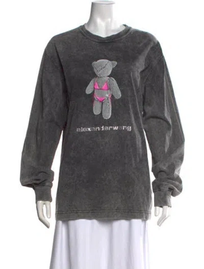 Pre-owned Alexander Wang Graphic Print Crew Neck T-shirt In Grey