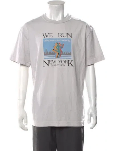 Pre-owned Alexander Wang Graphic Print Crew Neck T-shirt In Grey