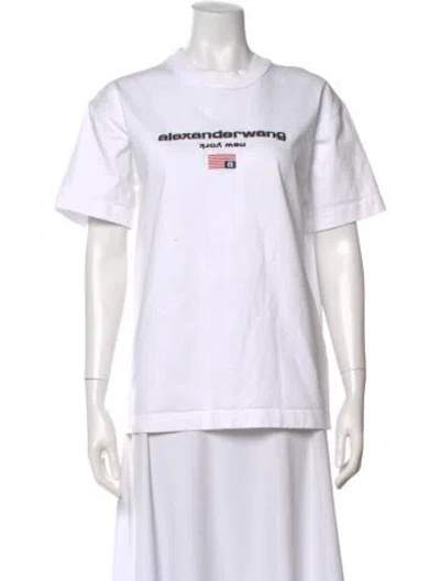 Pre-owned Alexander Wang Graphic Print Crew Neck T-shirt In White