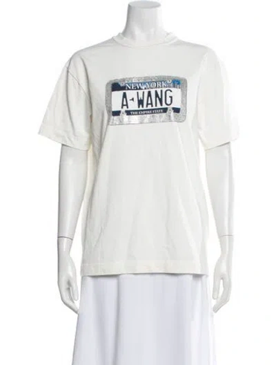 Pre-owned Alexander Wang Graphic Print Crew Neck T-shirt In White