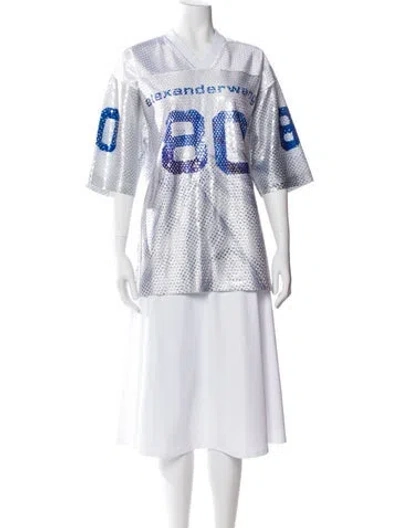 Pre-owned Alexander Wang Graphic Print Crew Neck Tunic In White