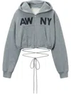 Alexander Wang Deconstructed Logo Wrap Hoodie In Grey