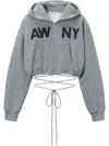 Alexander Wang Deconstructed Logo Wrap Hoodie In Grey