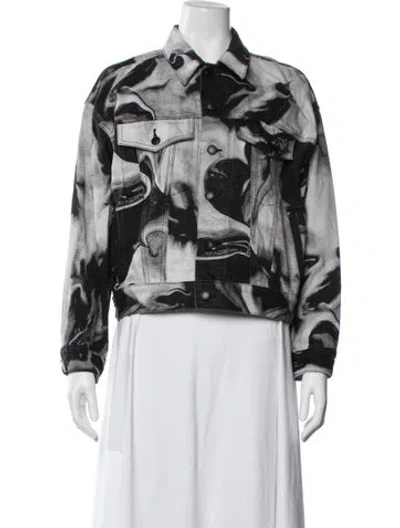 Pre-owned Alexander Wang Graphic Print Denim Jacket In Black
