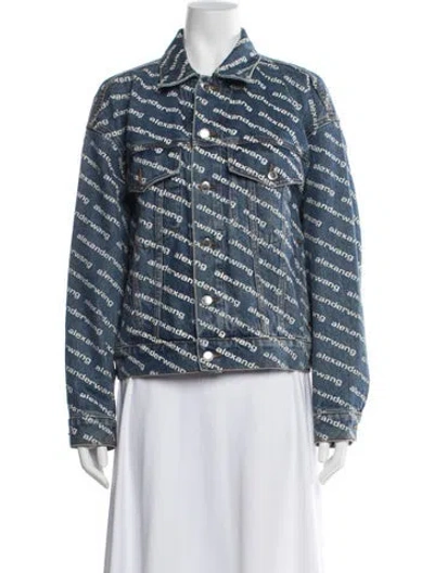 Pre-owned Alexander Wang Graphic Print Denim Jacket In Blue