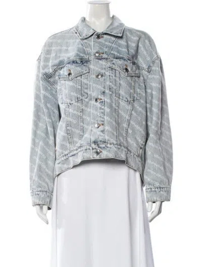 Pre-owned Alexander Wang Graphic Print Denim Jacket In Blue
