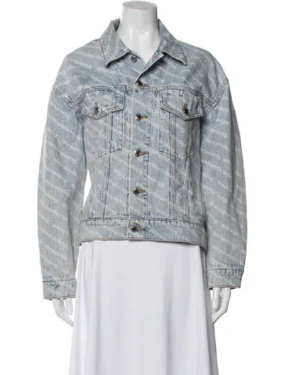 Pre-owned Alexander Wang Graphic Print Denim Jacket In Blue