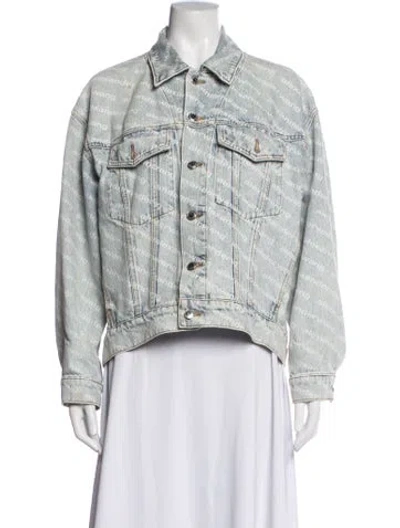Pre-owned Alexander Wang Graphic Print Denim Jacket In Blue