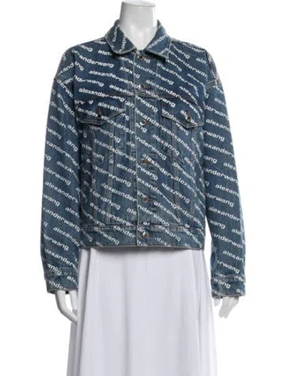 Pre-owned Alexander Wang Graphic Print Denim Jacket In Blue
