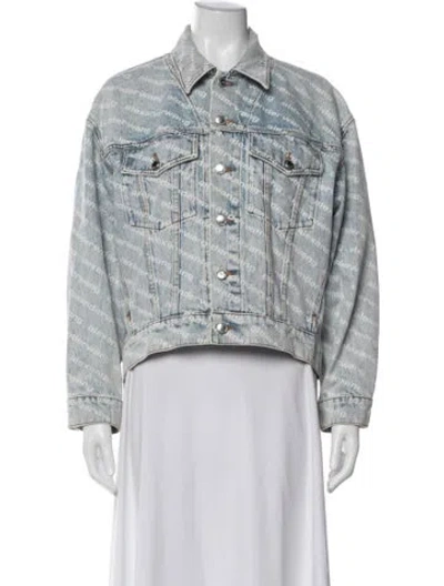 Pre-owned Alexander Wang Graphic Print Denim Jacket In Multi
