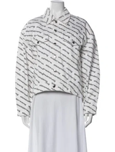 Pre-owned Alexander Wang Graphic Print Denim Jacket In White