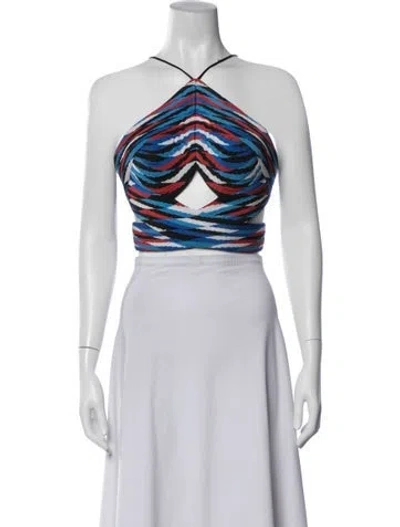 Pre-owned Alexander Wang Graphic Print Halterneck Crop Top In Multi