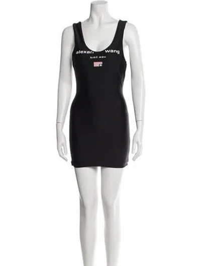 Pre-owned Alexander Wang Graphic Print Mini Dress In Black