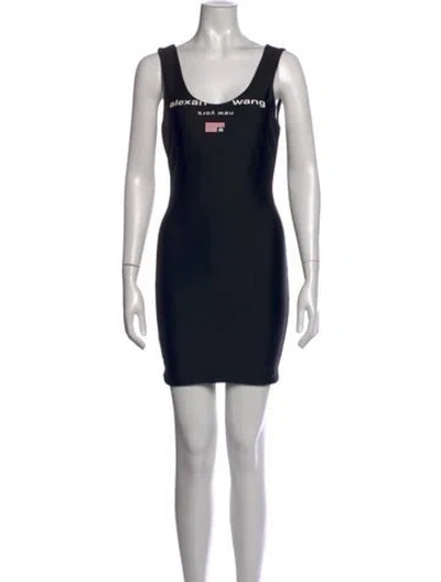 Pre-owned Alexander Wang Graphic Print Mini Dress In Black