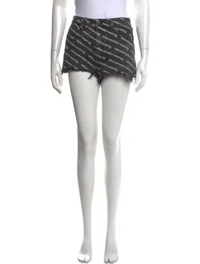 Pre-owned Alexander Wang Graphic Print Mini Shorts In Black