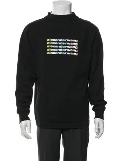 Pre-owned Alexander Wang Graphic Print Mock Neck Sweatshirt In Black